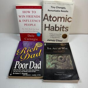 Lot of 4 Self-Help Psychology Business Books Atomic Habits Win Friends Art War